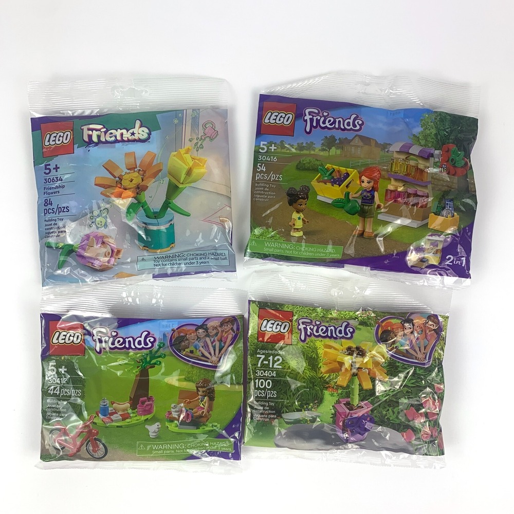 Lego Friends Lot of 4 Polybags 30404 Sunflower 30412 Picnic 30416 Market Stand 2